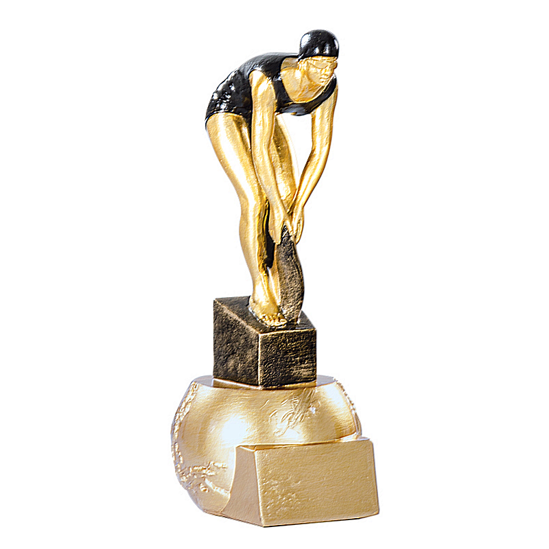 Trophée Natation Féminin Personnalisé Or et Bronze - Résine