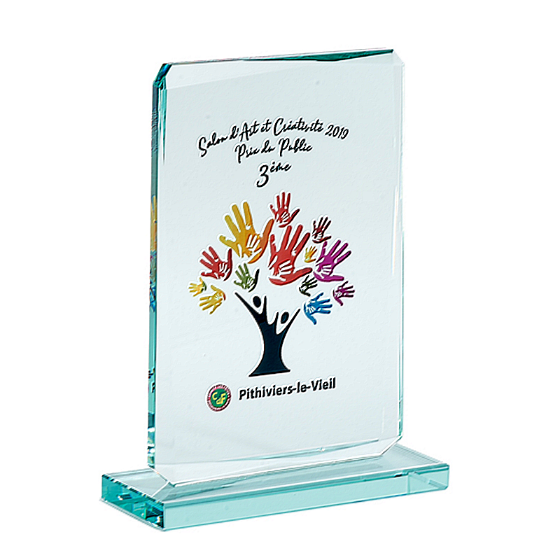 Trophée Personnalisé en Verre Biseauté Rectangulaire - Réf. 24-153-71