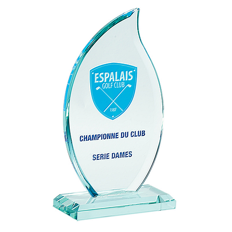 Trophée Personnalisé en Verre Biseauté - Flamme - Réf. 24-154-71