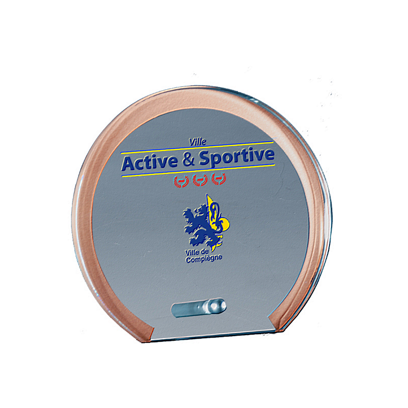 Trophée Personnalisé en Verre Rond Or/Argent/Bronze - Réf. 24-155-01