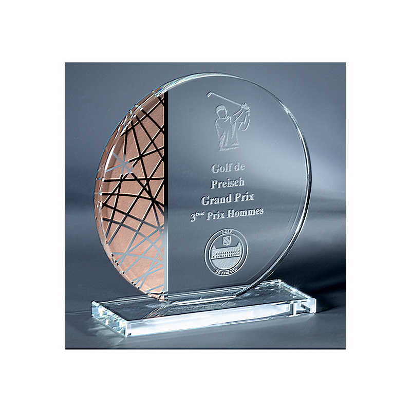Trophée Personnalisé Rond en Verre - Réf. 24-171-51