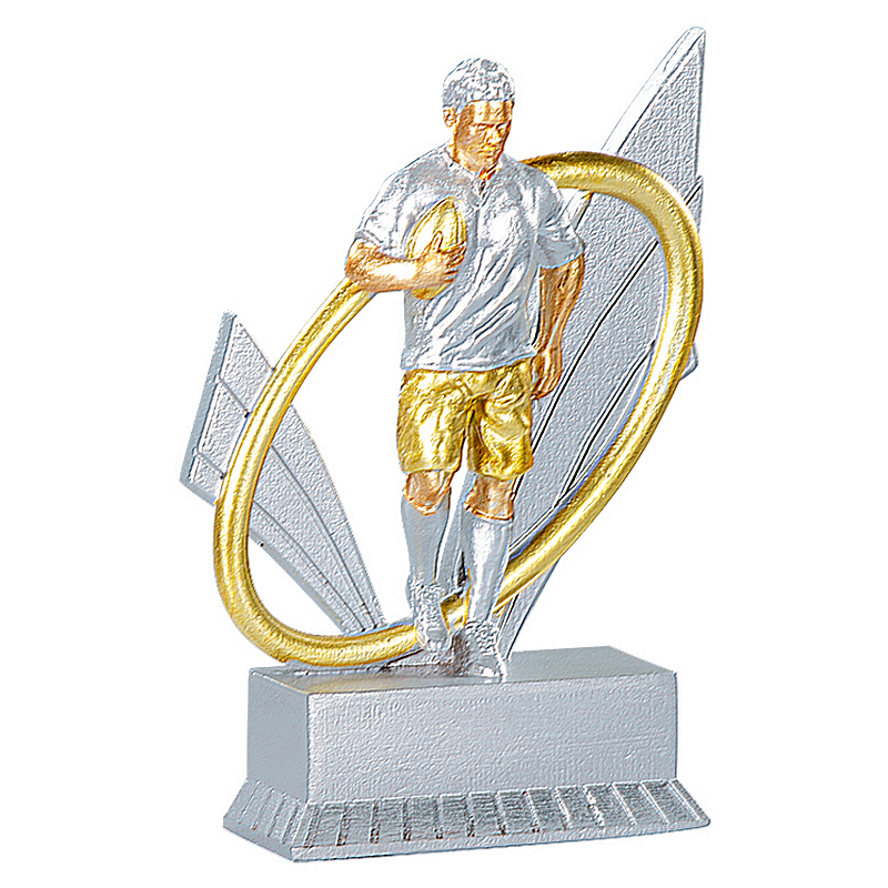 Trophée Rugby Personnalisé - Argent et Or - Résine