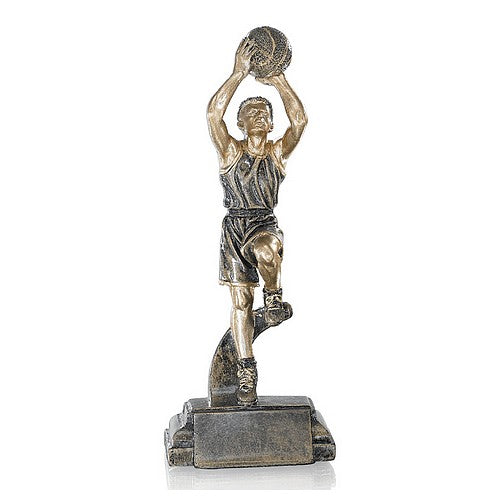 Trophée Basket Homme avec Ballon - Résine Finition Bronze
