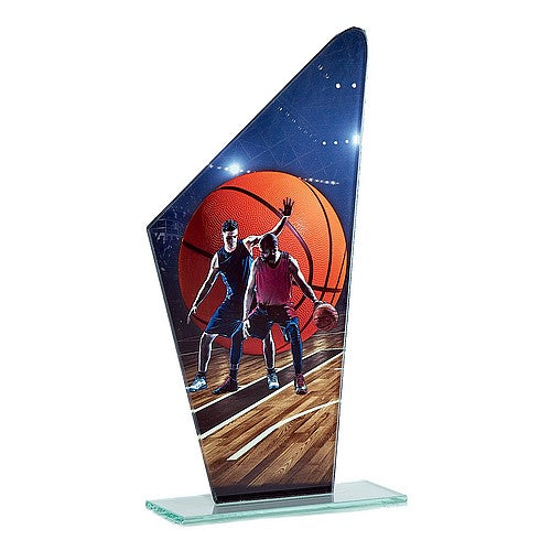 Trophée Basket Masculin 22 cm - Verre imprimé