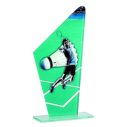 Trophée Badminton avec joueur 22 cm - Verre