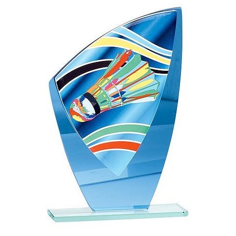 Trophée Badminton en Verre coloré