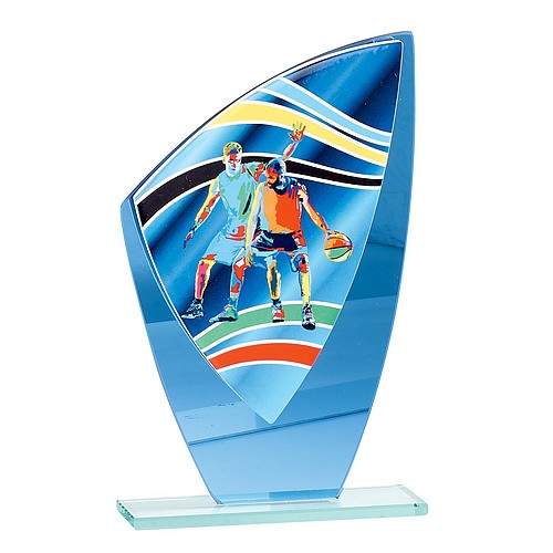 Trophée Basket Personnalisé en Verre et Céramique