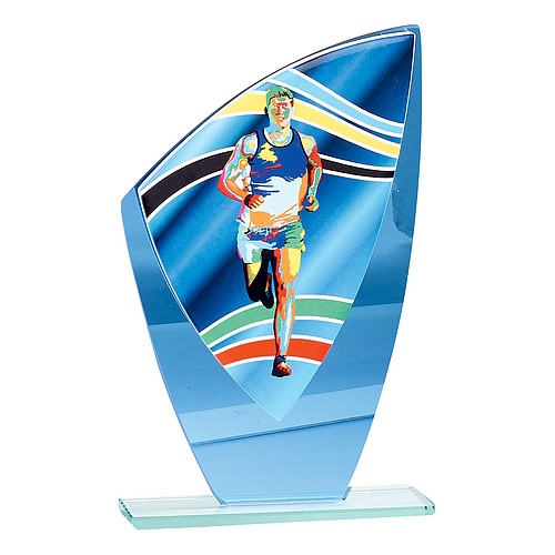 Trophée Course à pied Homme en Verre coloré