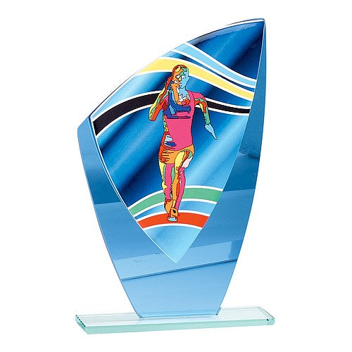 Trophée Course à pied Femme en Verre coloré