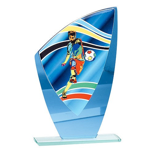 Trophée Football Masculin en Verre Coloré