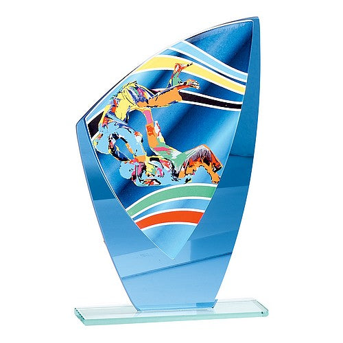 Trophée Judo en Verre coloré