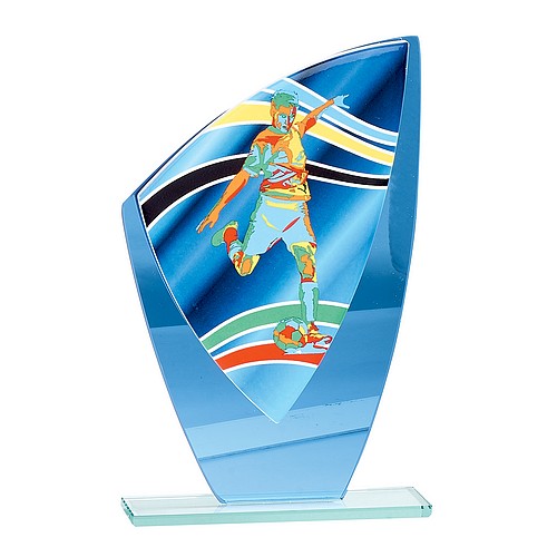 Trophée Foot Masculin en Verre coloré