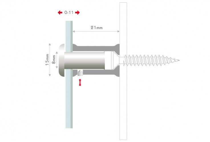 4 entretoises en inox brossé - diamètre 15mm